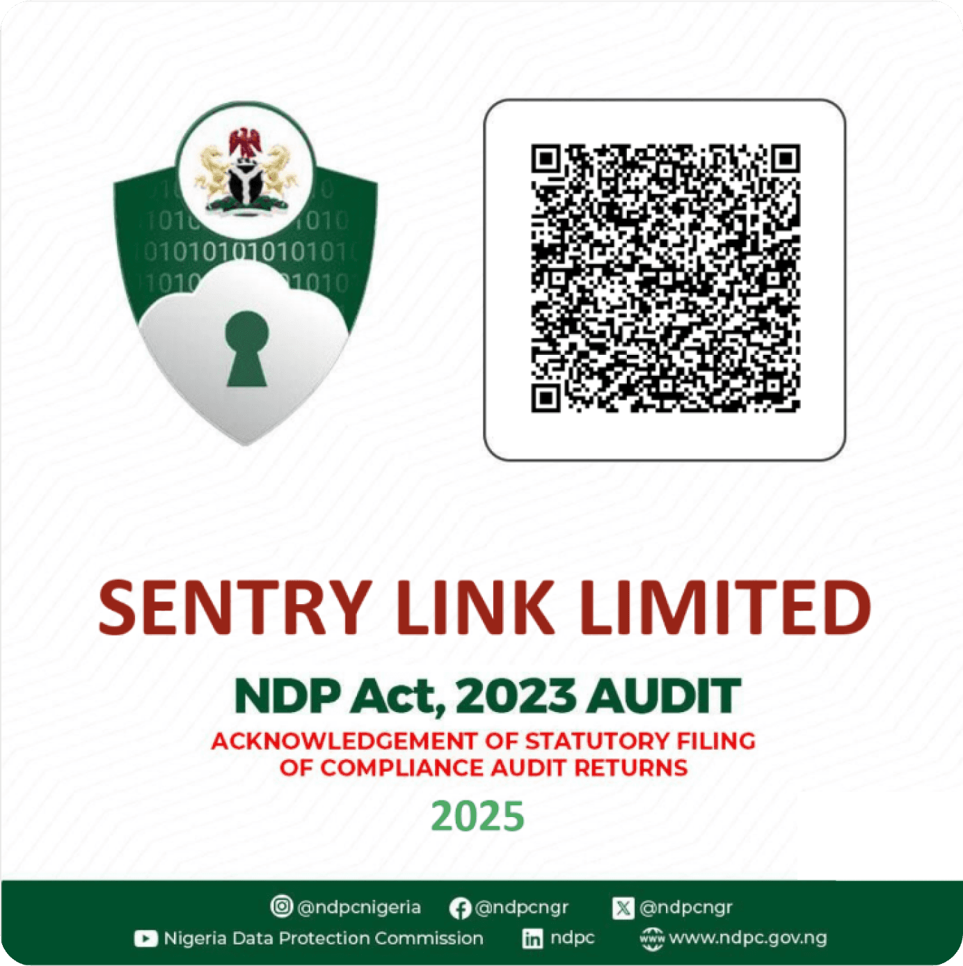 Sentry Link data protection compliance audit acknowledgement